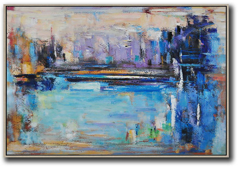 Original Extra Large Wall Art,Oversized Horizontal Contemporary Art,Original Modern Art,Large Wall Art Handmade,Blue,Purple,Dark Blue,Brown.etc